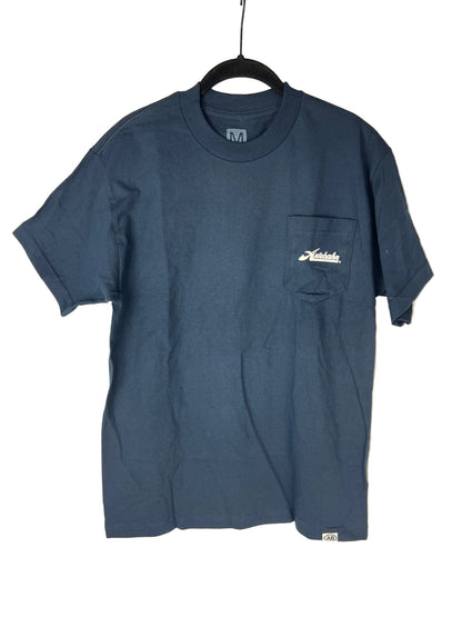 Autobahn Highway Blue White Size M S/s Vintage Pocket Shirt