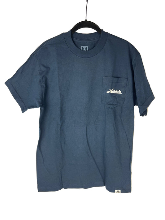 Autobahn Highway Blue White Size M S/s Vintage Pocket Shirt