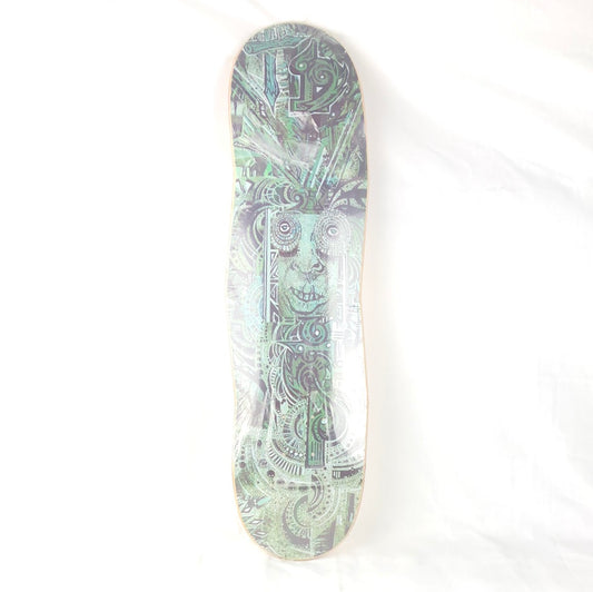T19 Ancient Face Curvy Board Green/Grey/Black Size 7.5 Shaped Skateboard Deck