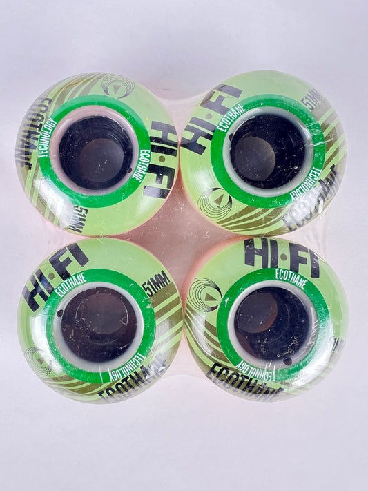 Hi-Fi Ecothane Green Black Multi Size 51MM Vintage NOS Cored Wheels