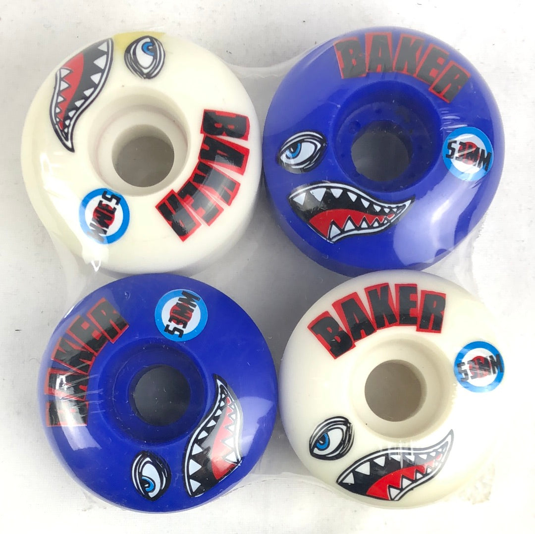 Baker  Shark Graphic Blue White Red Black 53mm  NOS Skateboard Wheels