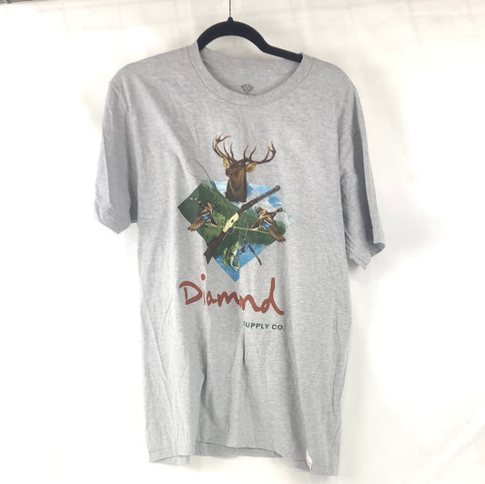 Diamond Big Buck Hunter Chest Logo Grey Nature Colors Size L S/s Shirt