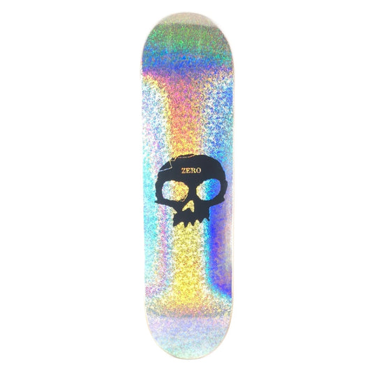 Zero Single Skull Metallic Sparkle Black/Silver Size 8.475 Skateboard Deck