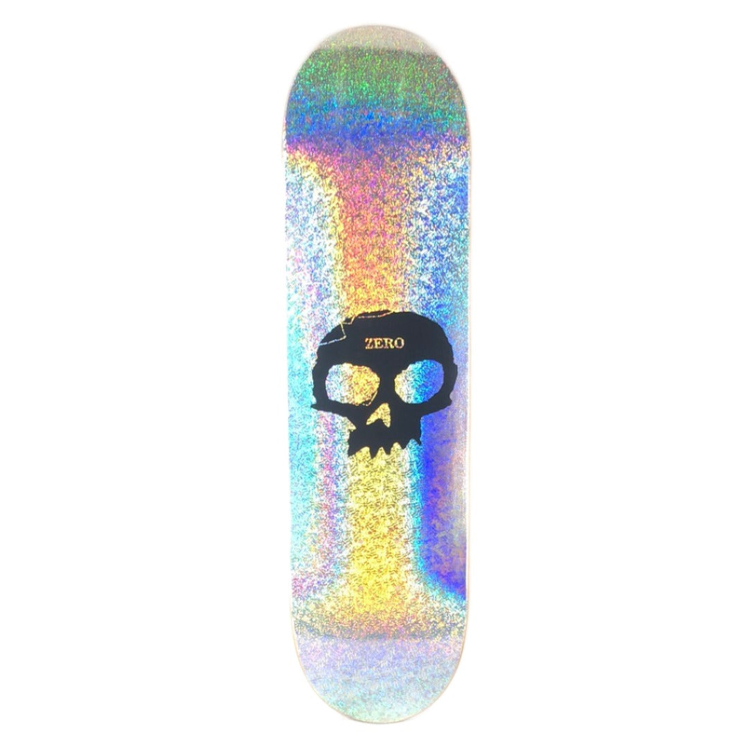 Zero Single Skull Metallic Sparkle Black/Silver Size 8.475 Skateboard Deck
