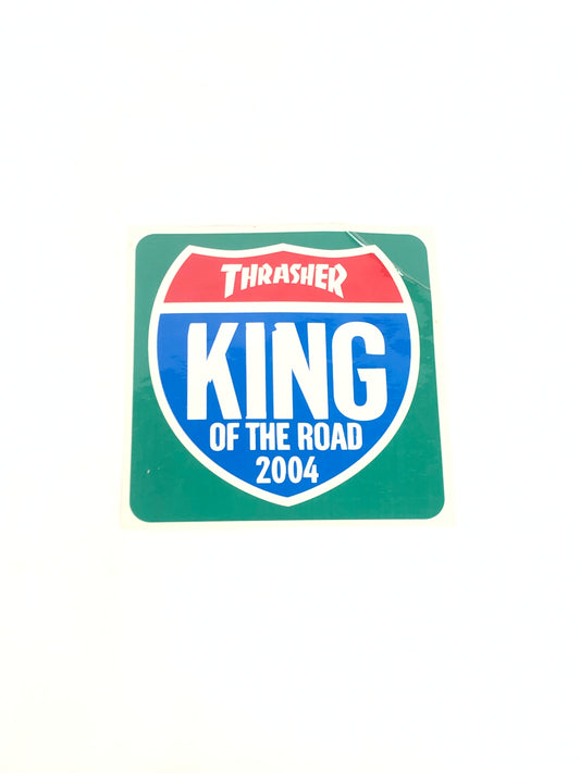 Thrasher Magazine King Of The Road Highway 2004 Clear Teal Blue 6.5" x 6.5" Sticker