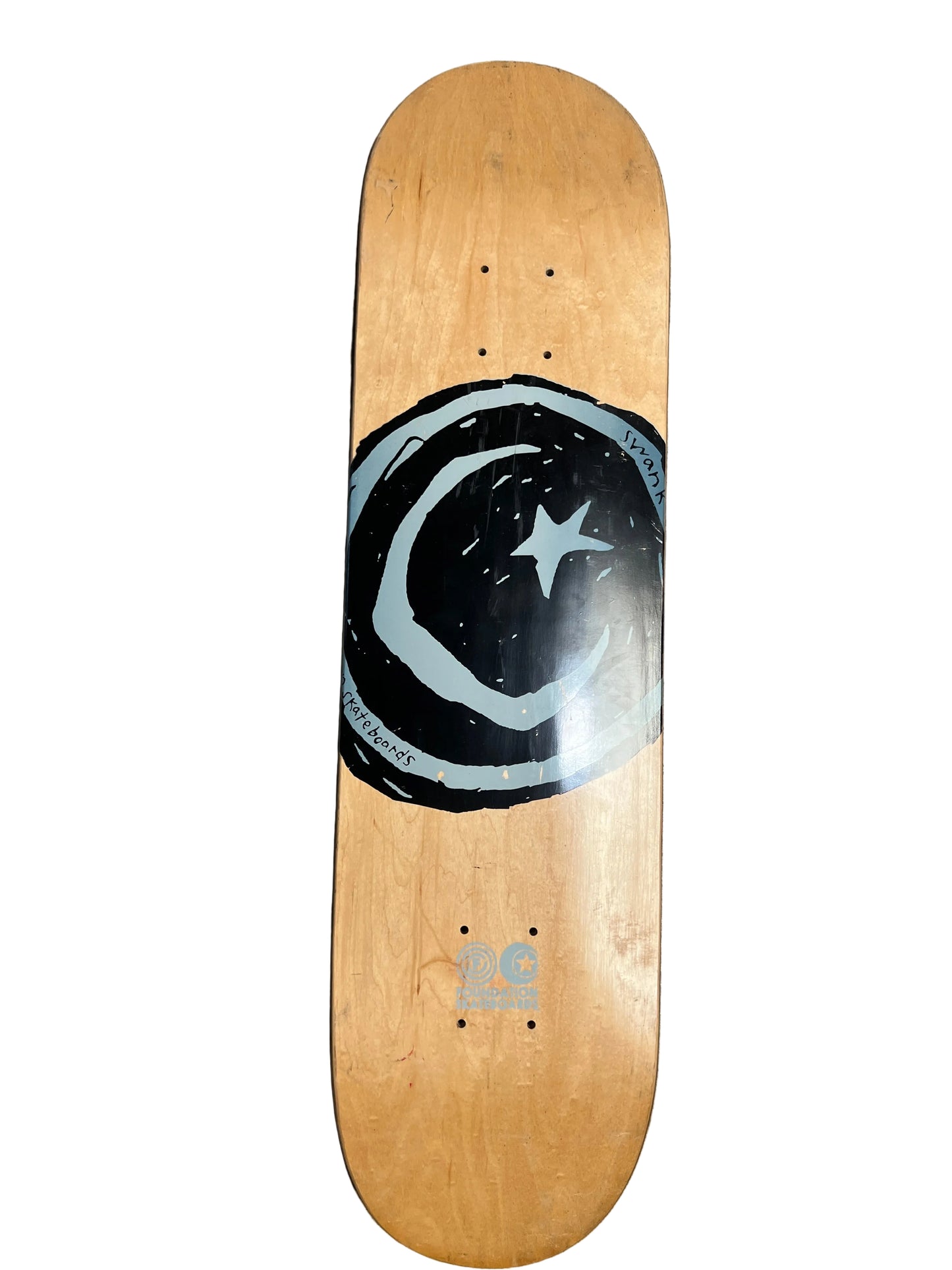 Foundation Moon & Star Black Grey Natural Woodgrain Size 8.0" Vintage NOS Deck