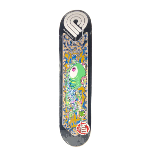 Powell Peralta Rodney Jones Fish Graphic Black Multi Color Size 7.5" Vintage NOS Deck 2007