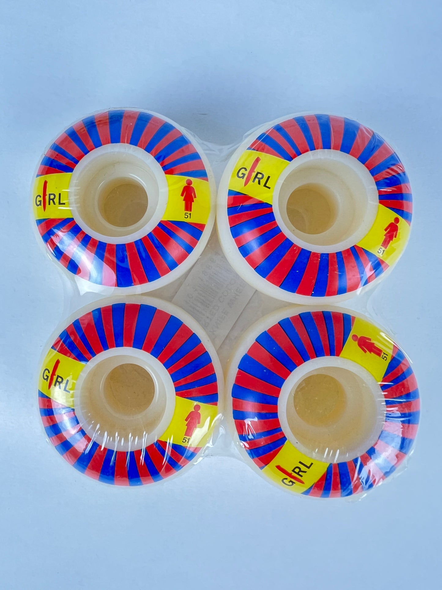 Girl Knife Red Blue White Yellow Size 51MM Vintage NOS Wheels