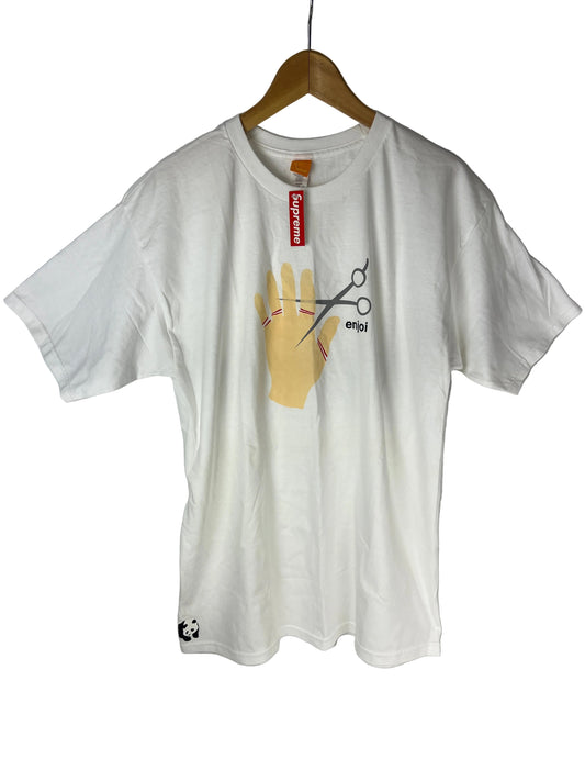 Enjoi Scissorhand White Pink Red With Enjoi Panda Side Logo Size L Vintage S/s Shirt