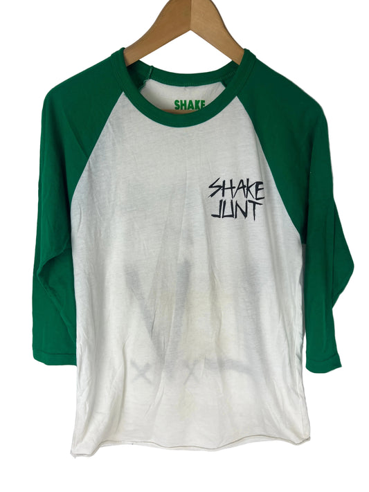 Shake Junt Sammy Baca Dirty Business L.V. White Black Green Size S L/s Vintage Raglan Baseball Shirt