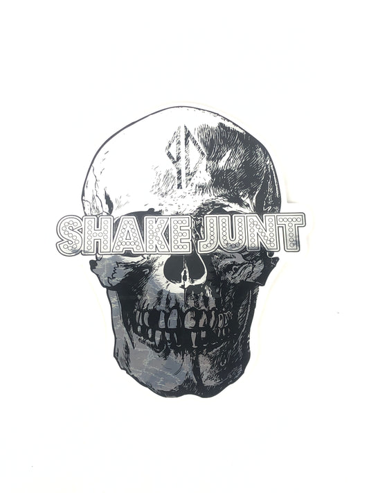 Shake Junt PD Skull Clear Foil Silver Black 10" x 8.5" (Large) Sticker