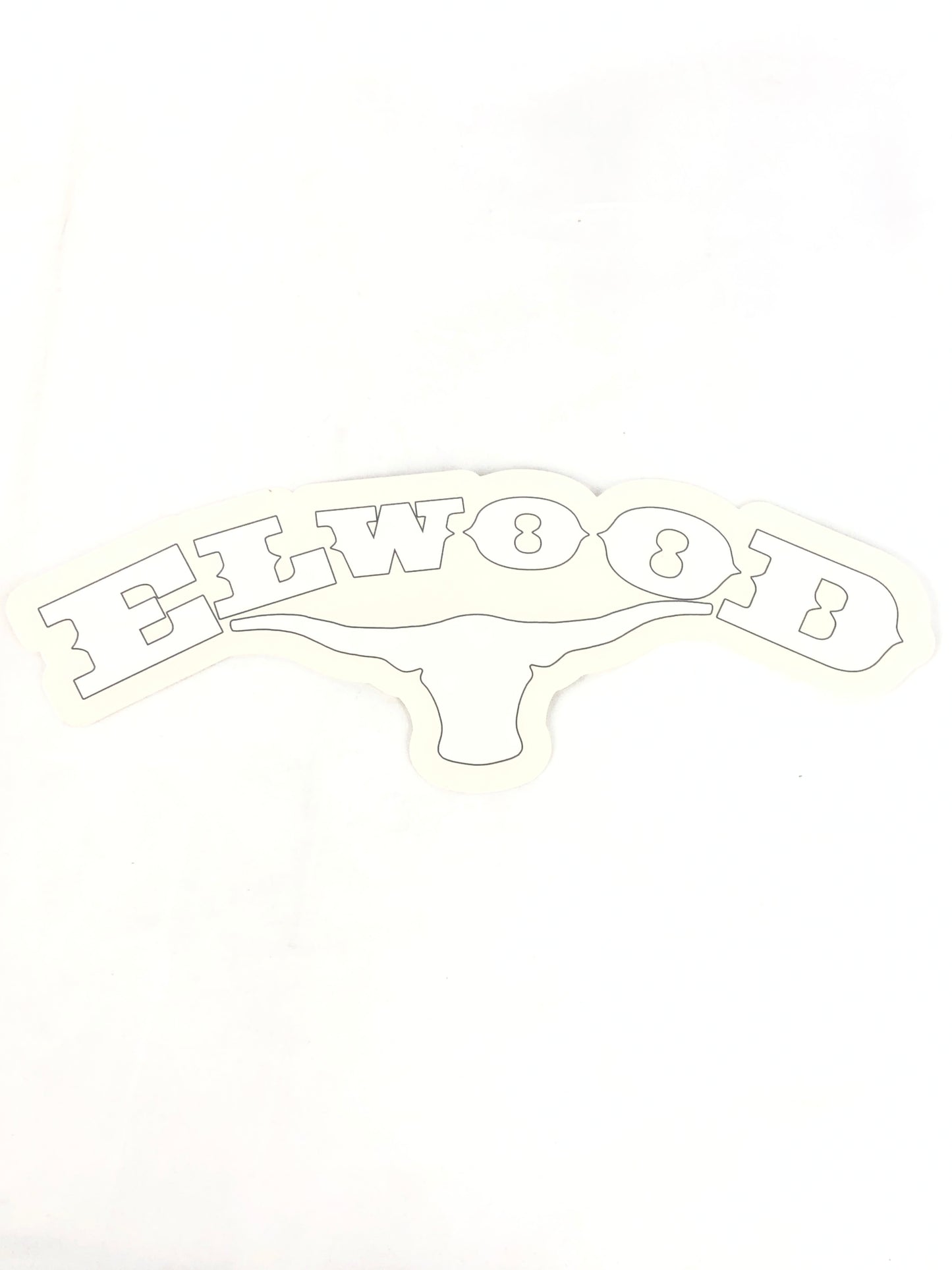 Elwood Longhorn Logo Clear White 12" x 4.2" Sticker