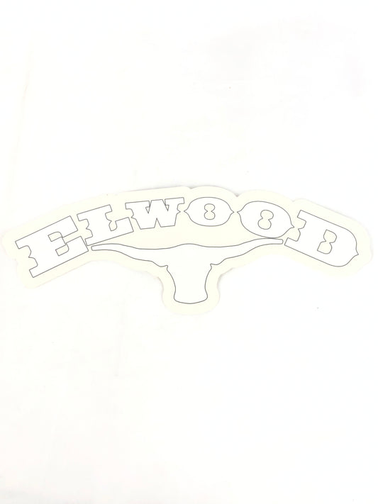 Elwood Longhorn Logo Clear White 12" x 4.2" Sticker