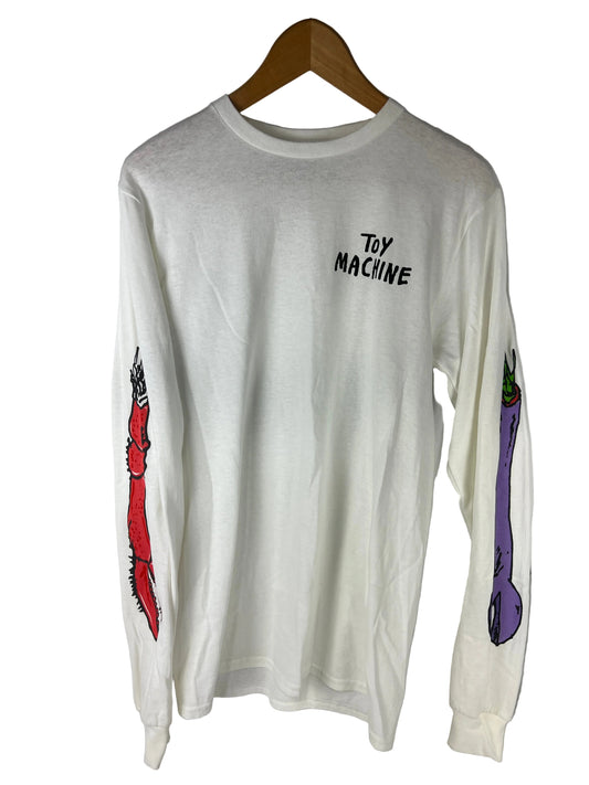 Toy Machine Zombie Arms White Black Multi Size S L/s Vintage Shirt