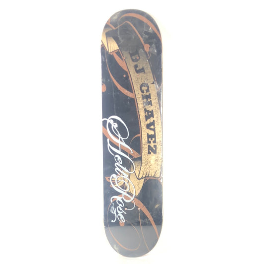 Hellrose DJ Chavez Scroll Black Tan Size 7.625" Skateboard Deck