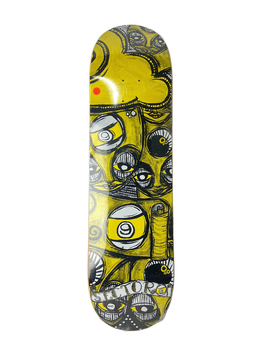 Sector 9 Nine Balls White Black Yellow Size 8.5" Vintage NOS Deck