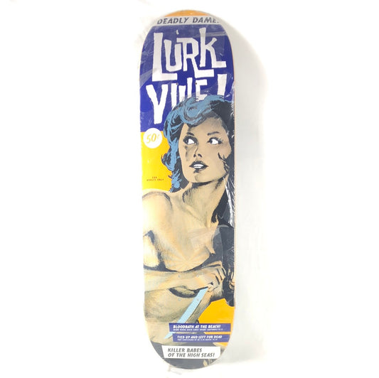 Lurk Ville "Killer Babes of The High Seas" Blue/Yellow/Black/Tan Size 8.5 Skateboard Deck 2013