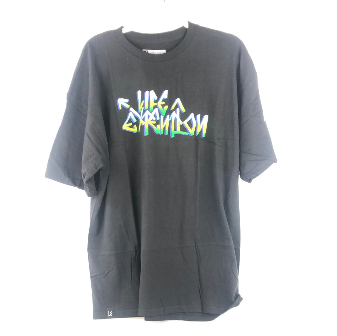 Life Extention Chest Logo Black Multi Color Size XL S/s Shirt