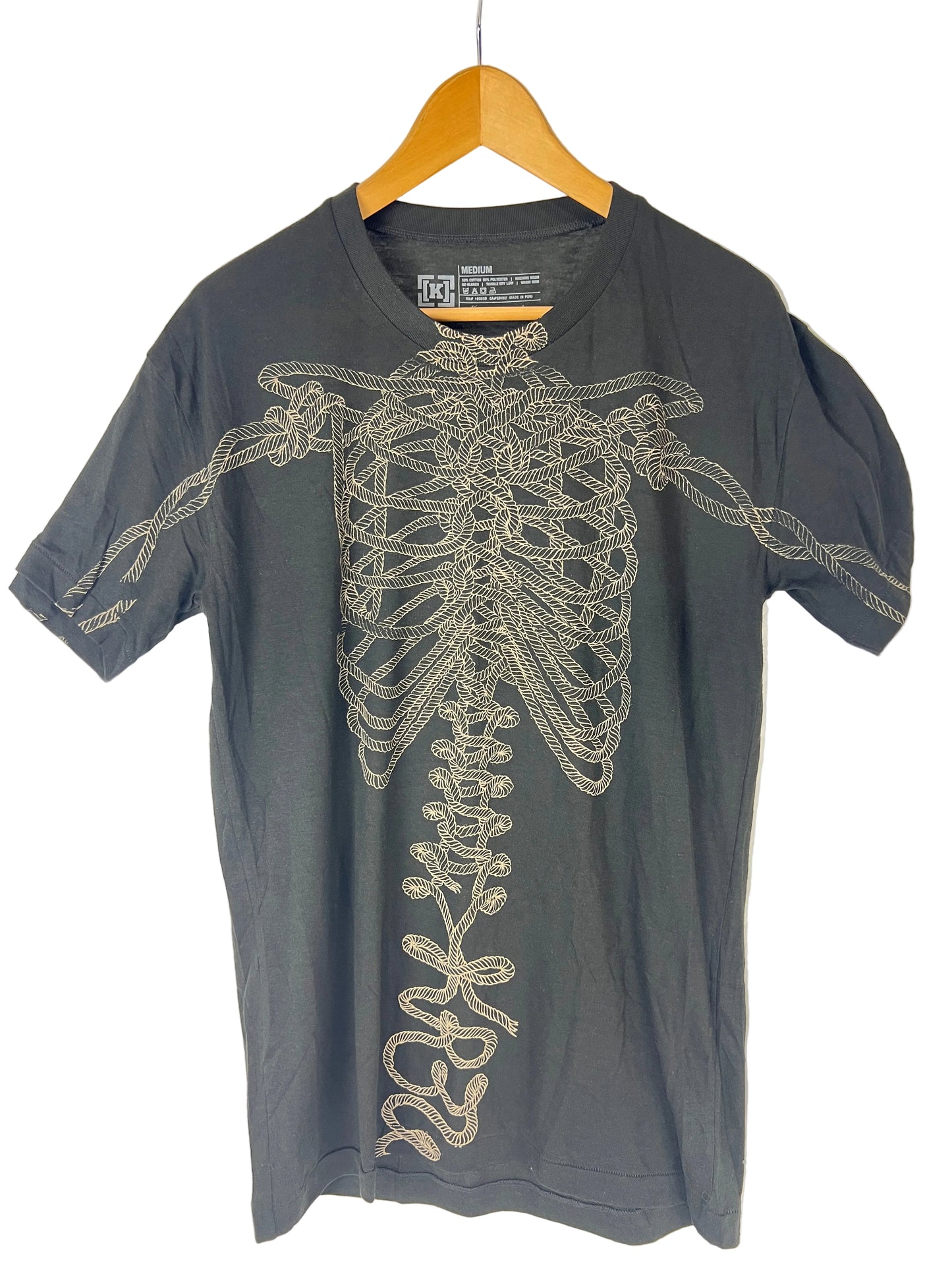 Krew Kr3w Rope Skeleton Black Tan Size S S/s Vintage Shirt