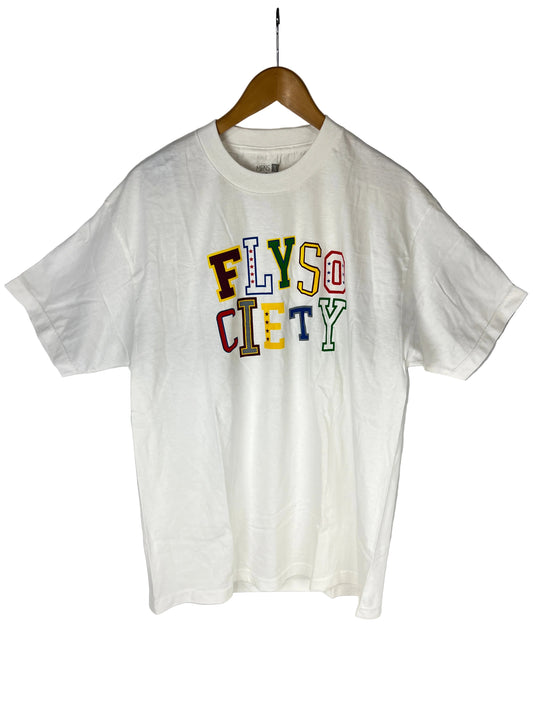 Fly Society Fly Society Varsity Fonts White Multi Size L S/s Vintage Shirt