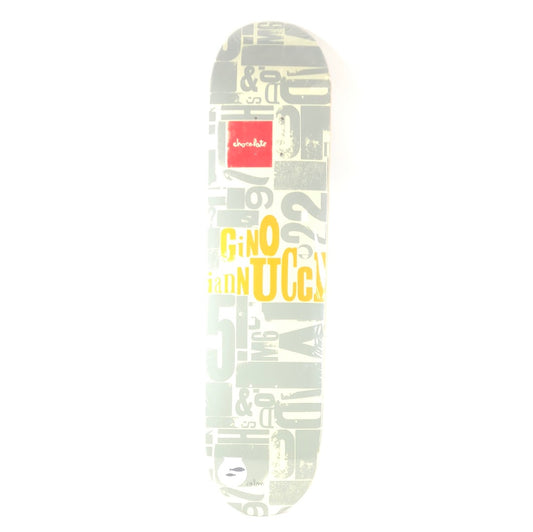 Chocolate Gino Iannucci Woodtype Series Tan/Yellow/Grey Size 7.58 Skateboard Deck 2003