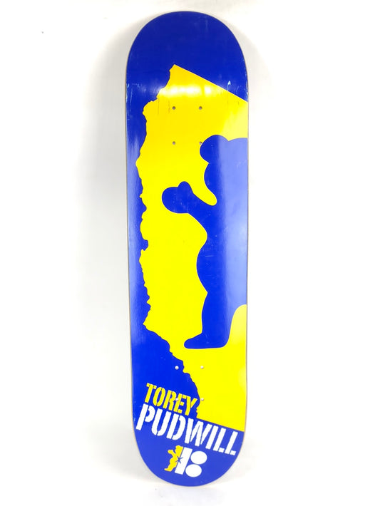 Plan B Grizzly Torey Pudwill CA State Bear Blue/Yellow/White 7.75" Skateboard Deck
