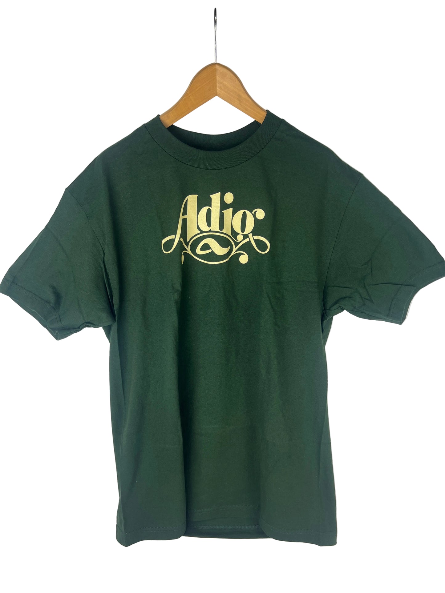 Adio Adio Logo Kelly Green Tan Size L S/s Vintage Shirt
