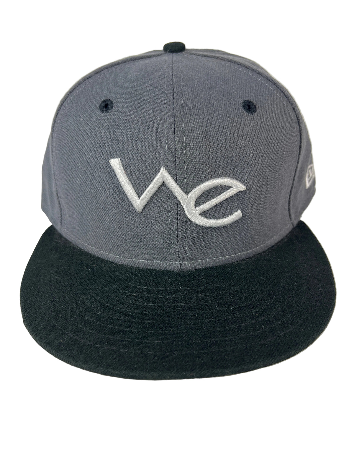 Western Edition X New Era WE Initials Logo Trumpet Back Print Grey Black Silver Size 7 1/4 58CMVintage Fitted Hat 1999
