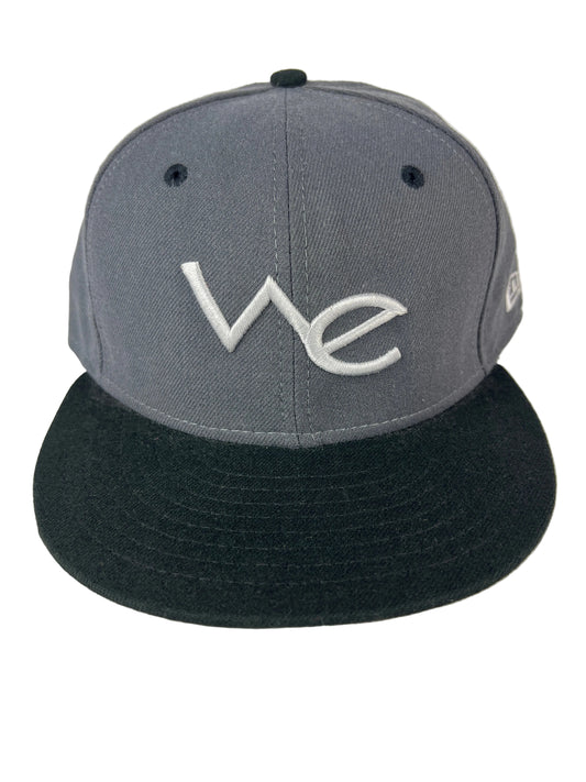 Western Edition X New Era WE Initials Logo Trumpet Back Print Grey Black Silver Size 7 1/4 58CMVintage Fitted Hat 1999