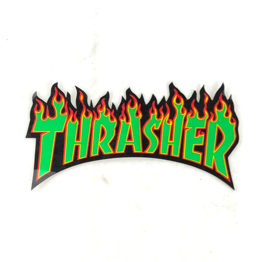 Thrasher Magazine Flames Black Green 6" x 2" Sticker