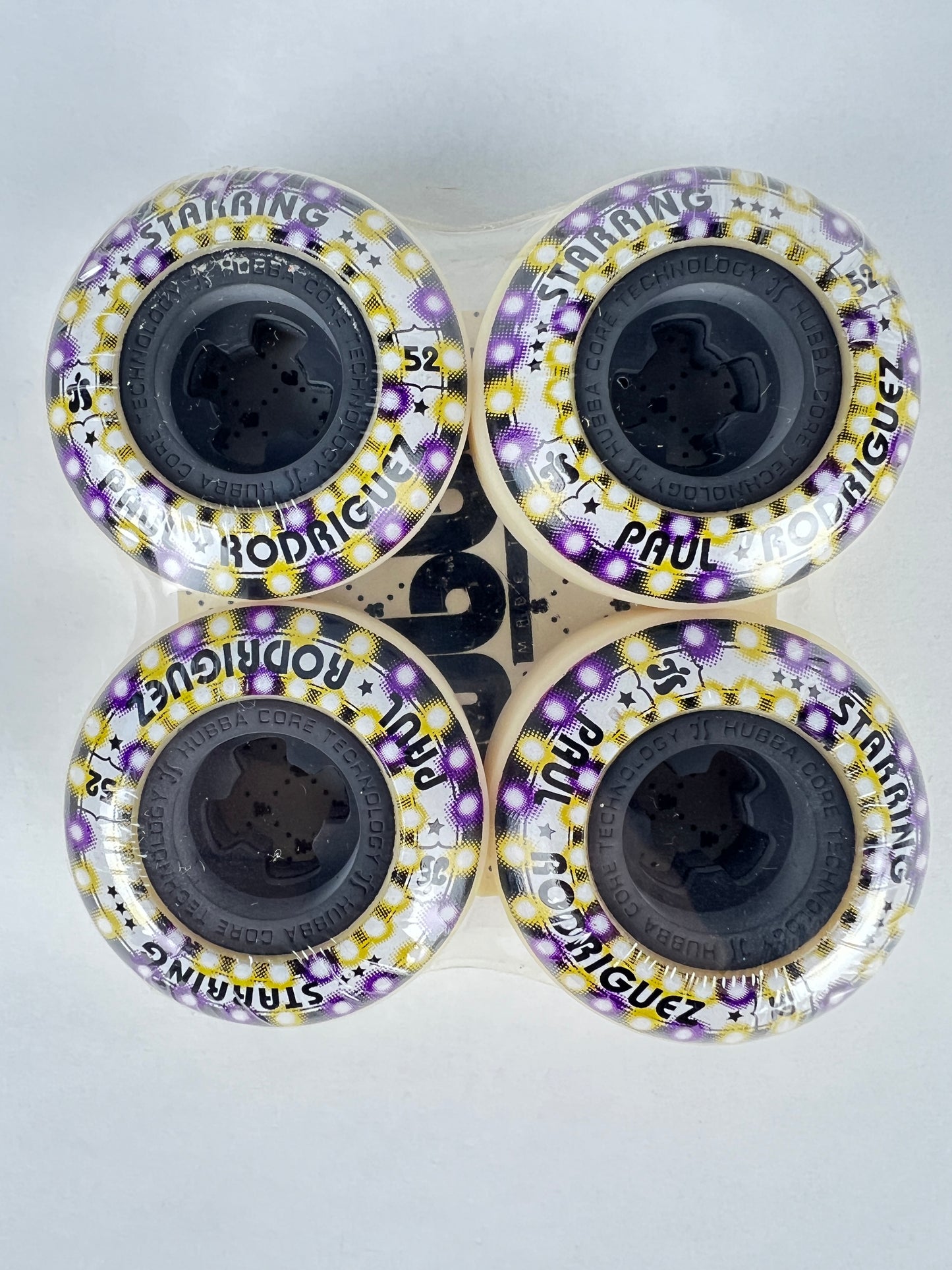 Hubba Starring Paul Rodriguez Purple Yellow White Lights Size 52MM Vintage NOS Cored Wheels