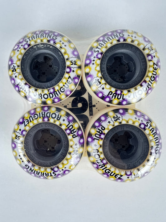 Hubba Starring Paul Rodriguez Purple Yellow White Lights Size 52MM Vintage NOS Cored Wheels
