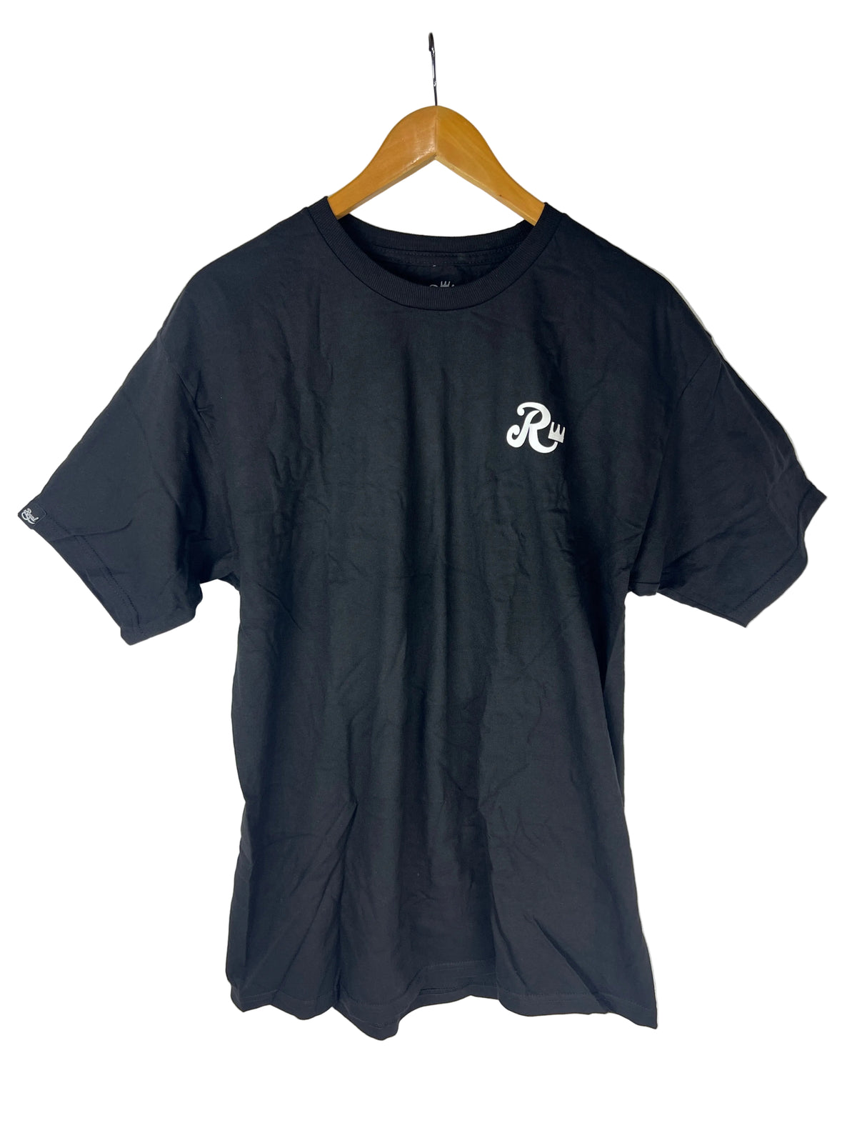 Royal R Crown Front Large Banner Print Back Black White Size L S/s Vintage Shirt