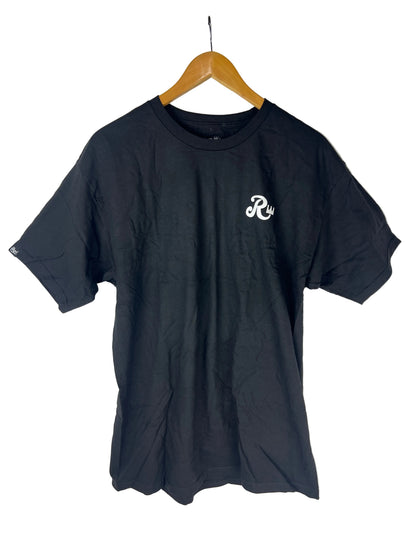 Royal R Crown Front Large Banner Print Back Black White Size L S/s Vintage Shirt