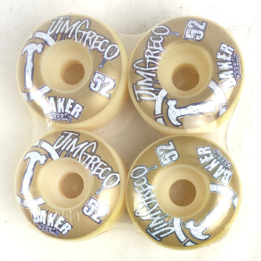 Baker Jim Greco Hammer Graphic Gold White 52mm  NOS Skateboard Wheels