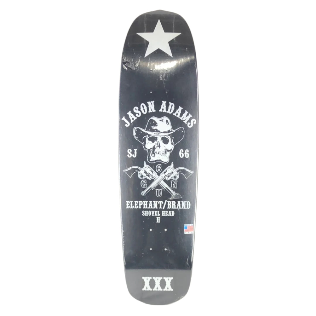 Elephant Jason Adams Shovel Head II Cowboy Skull Black/White Size 8.75" Vintage NOS Deck