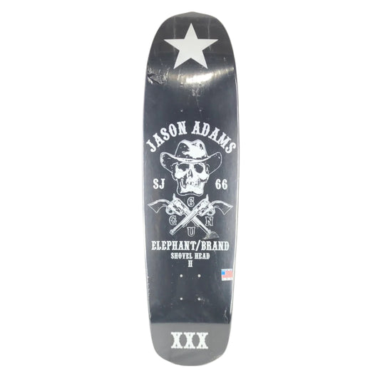 Elephant Jason Adams Shovel Head II Cowboy Skull Black/White Size 8.75" Vintage NOS Deck