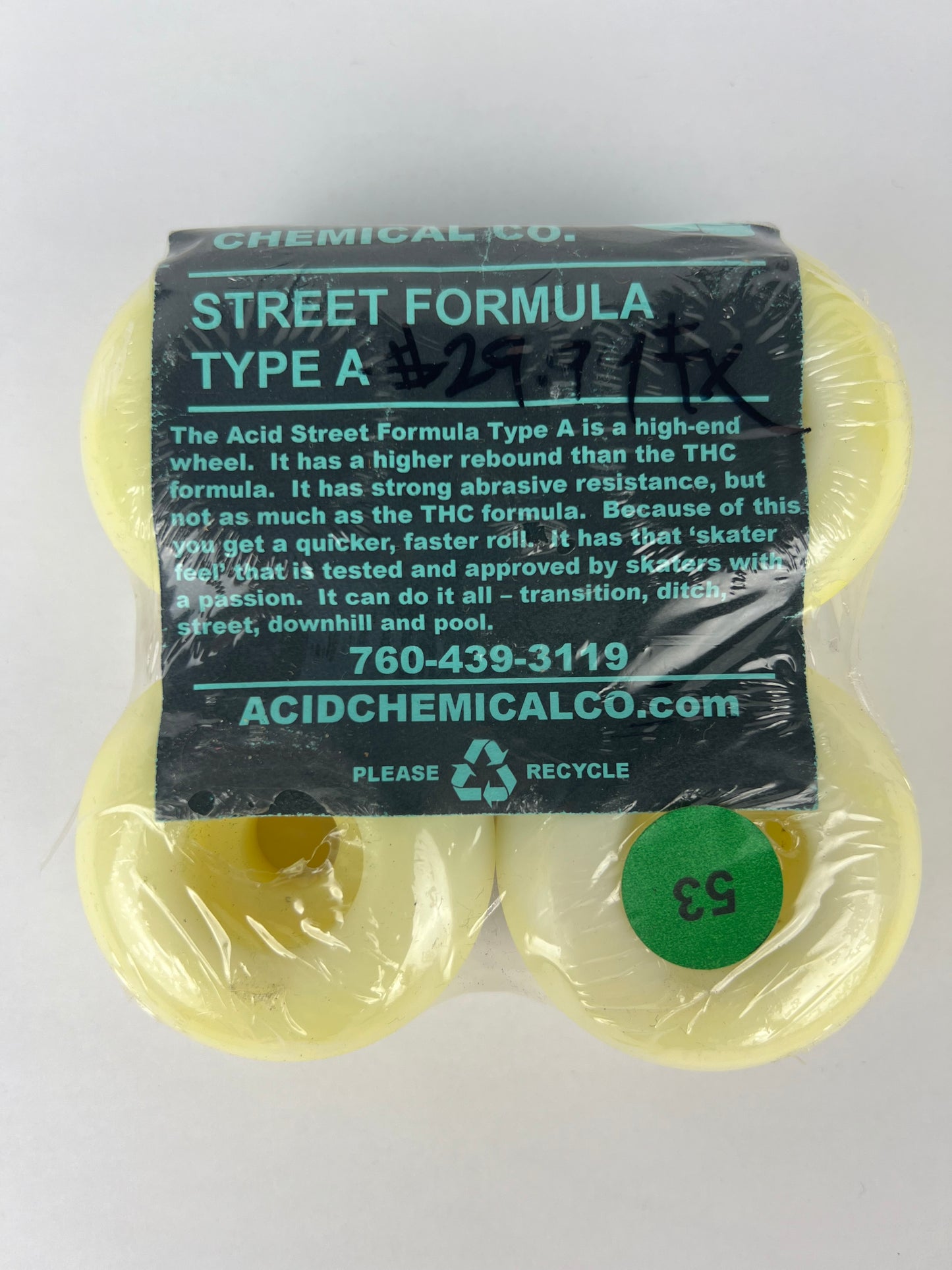 Acid Chemical Co. Acid Trip Tye Dye White Pink Blue Black Size 53MM Vintage NOS Wheels