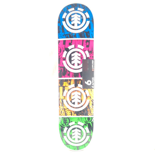 Element Team Shape #9 Green/Blue/Orange/Pink 7.75" Skateboard Deck