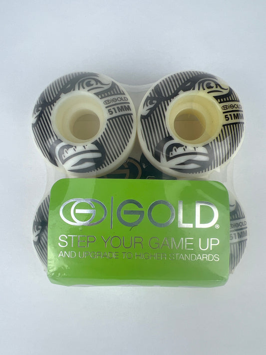 Gold Wheels Gold Goons Team Shiesty Black White Size 51MM Vintage NOS Wheels
