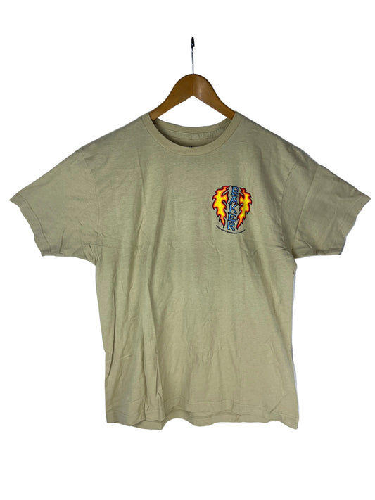 Baker Tommy Guerrero Flames Baker Logo Olive Rad Blue Size L S/s Vintage Shirt