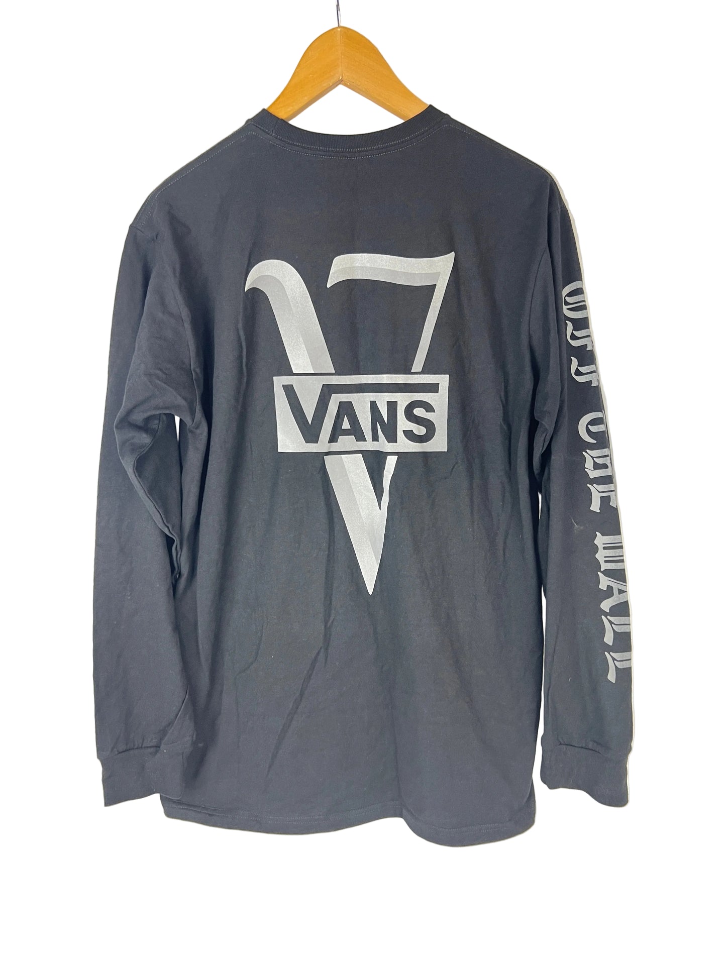 Vans Anthony Van Engelen AVE Vintage Black Grey Large V Front & Back Print Off The Wall Sleeve Print Size M L/s Vintage Shirt
