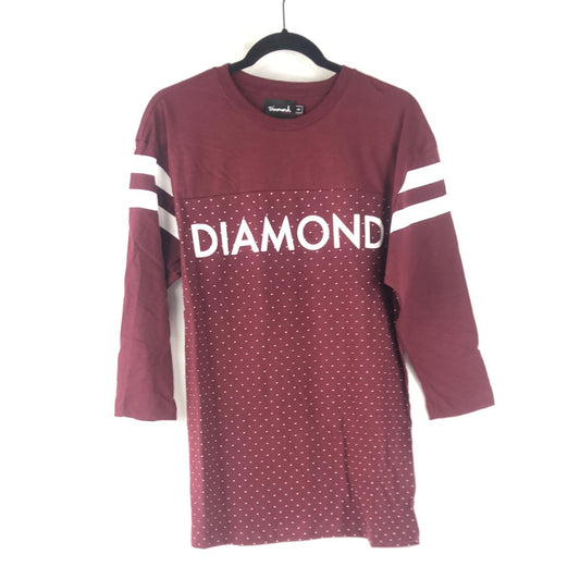 Diamond Chest Logo Poke A Dot Maroon Size M Baseball T Shirt