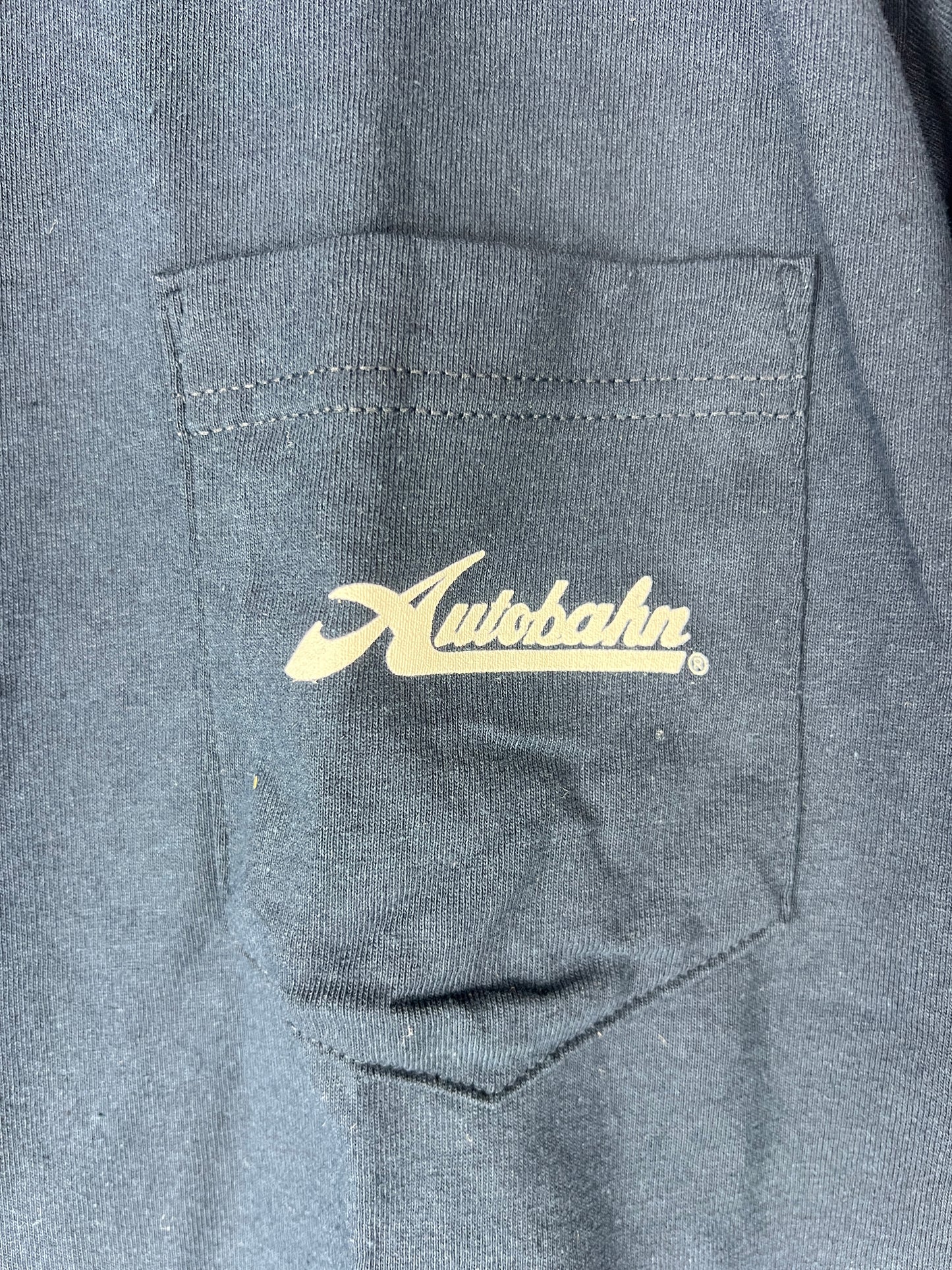 Autobahn Highway Blue White Size M S/s Vintage Pocket Shirt