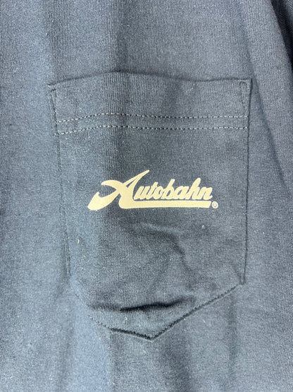 Autobahn Highway Blue White Size M S/s Vintage Pocket Shirt