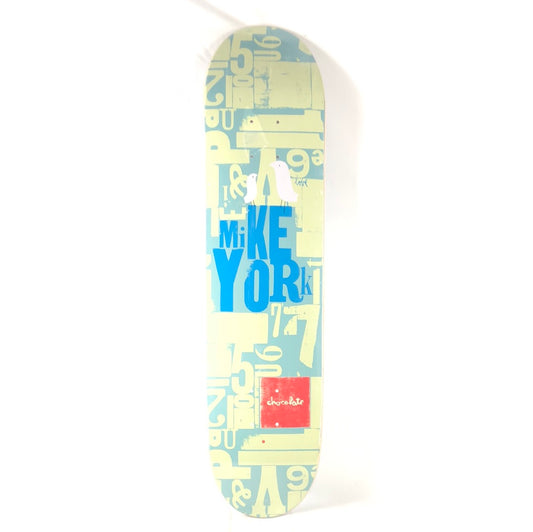 Chocolate Mike York Woodtype Series Grey Blue/Tan/Blue Size 7.5 Skateboard Deck
