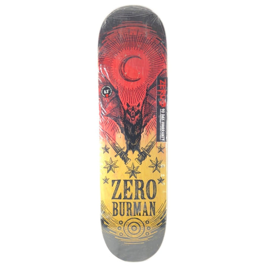 Zero Dane Burman Bat Holding Daggers Graphic Blank Yellow/Blank Red/Black Size 8.5 Skateboard Deck