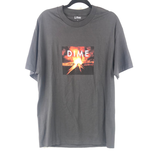 Dime Volcano Chest Logo Grey Orange Size L S/s Shirt