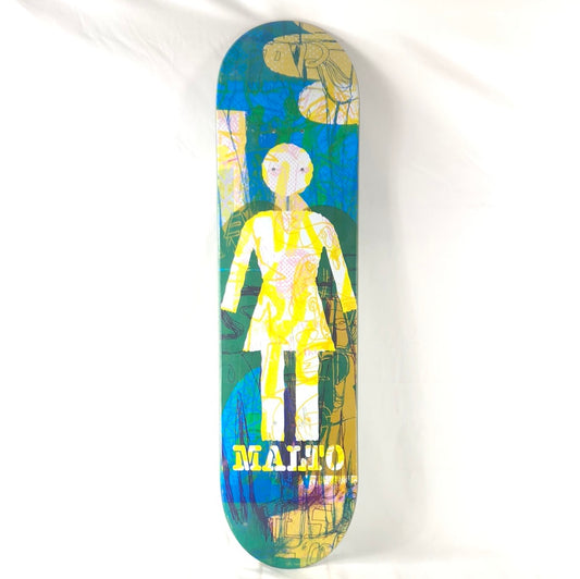 Girl Sean Malto Girl Logo With Faces in Background  Size 8.0 Skateboard Deck