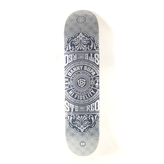 Stereo Danny Supa Hi Fidelity Shepard Fairey Obey Records Graphic Black Silver Size 7.9" Vintage NOS Deck